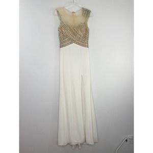 Jovani White Crystal Embellished Prom Dress